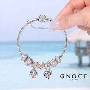 GNOCE Charm Bracelet Stainless Steel Snake Chain Metal Basic Charm Bracelet DIY Bangle with Round shaped Clasp (Stainless Steel, 8.3)