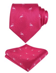 alizeal flamingo ties mens prom party regular necktie and handkerchief set-violet red