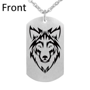 Fashion Wolf Pendant Necklace I am Wolf Fans Gift Dog Tag Jewelry Keychain