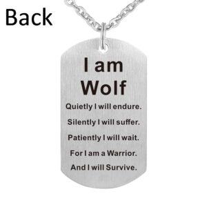 Fashion Wolf Pendant Necklace I am Wolf Fans Gift Dog Tag Jewelry Keychain