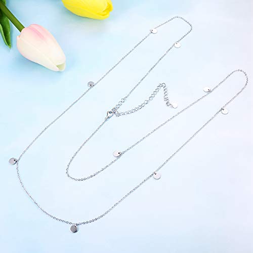 Sllaiss 925 Sterling Silver Belly Waist Chain Body Jewelry for Women Beach Bikini Belly Silver Chain Belt