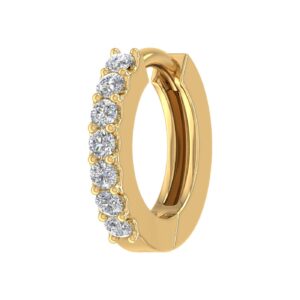 finerock 0.13 carat 7-stone diamond nose pin in 14k yellow gold - igi certified