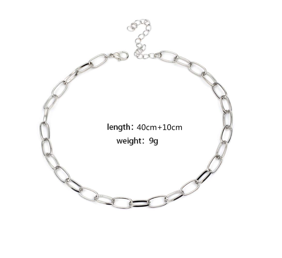 Cathercing Women Choker Necklace Chain Thin Link Necklace for Women Trendy Jewelry Necklaces Chains Punk (silver)