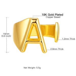 Suplight Initial Letter Ring A-Z Alphabet Adjustable Open Ring, Wedding Gift for Her, Index Finger Statement Ring, 18K Gold J Initial Ring Monogram Ring for Women