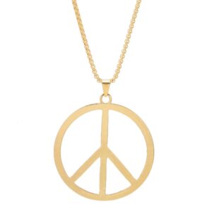 hippie style peace sign necklace metal love peace sign hippie pendant necklace 1960s 1970s hippie party dressing accessories jewelry for women men-gold