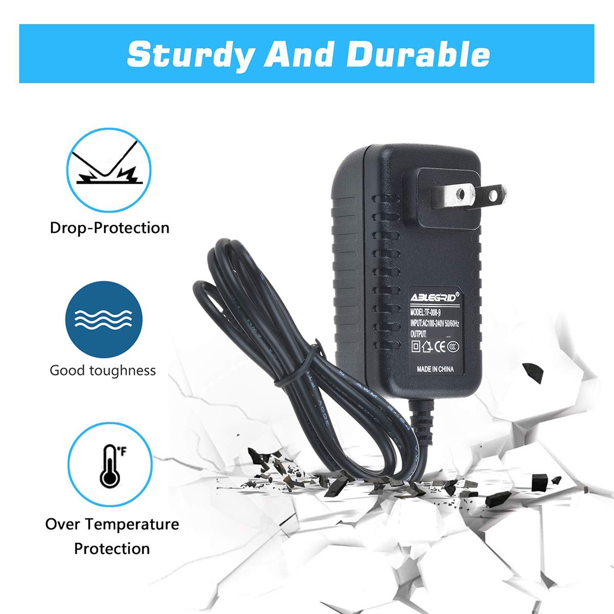 ABLEGRID 12V AC Adapter Charger Power Supply for DIALL AEO295 Rechargeable LED Light Cord