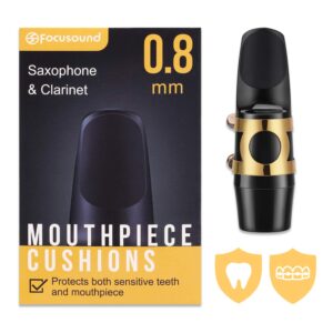 Focusound Saxophone & Clarinet Mouthpiece Cushions, Thick, 0.8mm Black, 8-Pack…