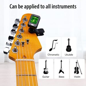 JOYO Clip on Tuner Digital Electronic Tuner for Guitar, Bass, Ukulele, Violin, Mandolin, Banjo Acoustics Calibration Tuner (JT-09)