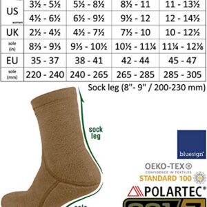 281Z Hiking Warm 8 inch Boot Liner Socks - Military Tactical Outdoor Sport - Polartec Fleece Winter Socks (Small, Coyote Brown)