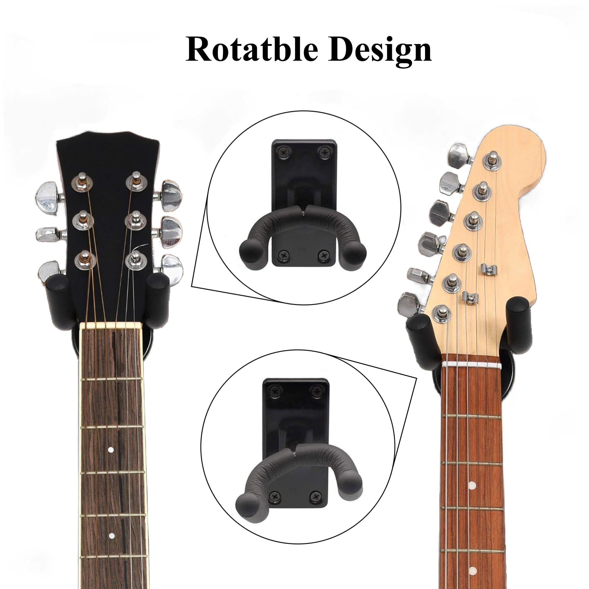 WOTLLA Guitar Wall Mount, Guitar Hanger Alloy Steel Guitar Wall Hangers for Acoustic Electric Guitar Banjo Bass Guitar, Gift for Guitar Players 4 Pcs