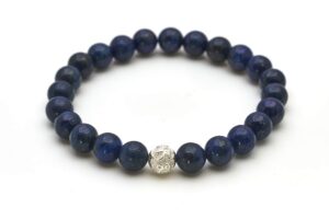 bergerlin lapis lazuli bracelet - genuine pearl bracelet with natural stone and 925 sterling silver pearl