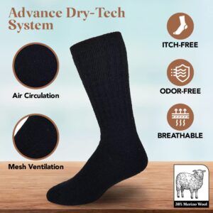 Debra Weitzner 6 Pairs Merino Wool Thermal Socks Men and Women Warm Cushioned Hiking Crew Socks for Hunting Winter Etc Long Survival Boot Socks Moisture Wicking Black 9-11