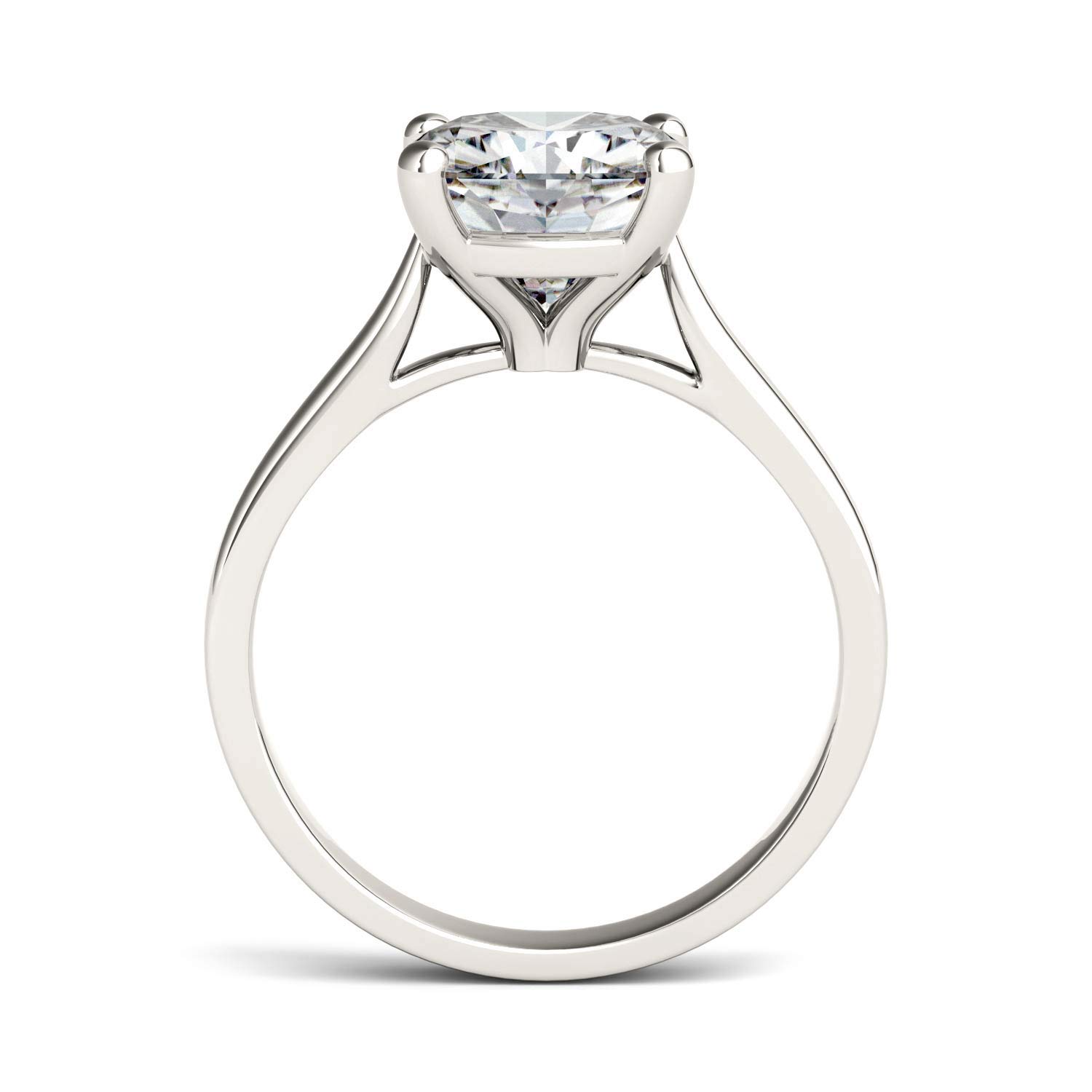 14K White Gold Moissanite by Charles & Colvard 9mm Cushion Engagement Ring-size 8 3.30ct DEW