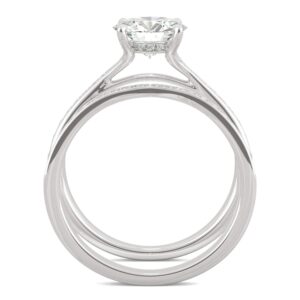 14K White Gold Moissanite by Charles & Colvard 7.5mm Round Bridal Set-size 10 1.81cttw DEW