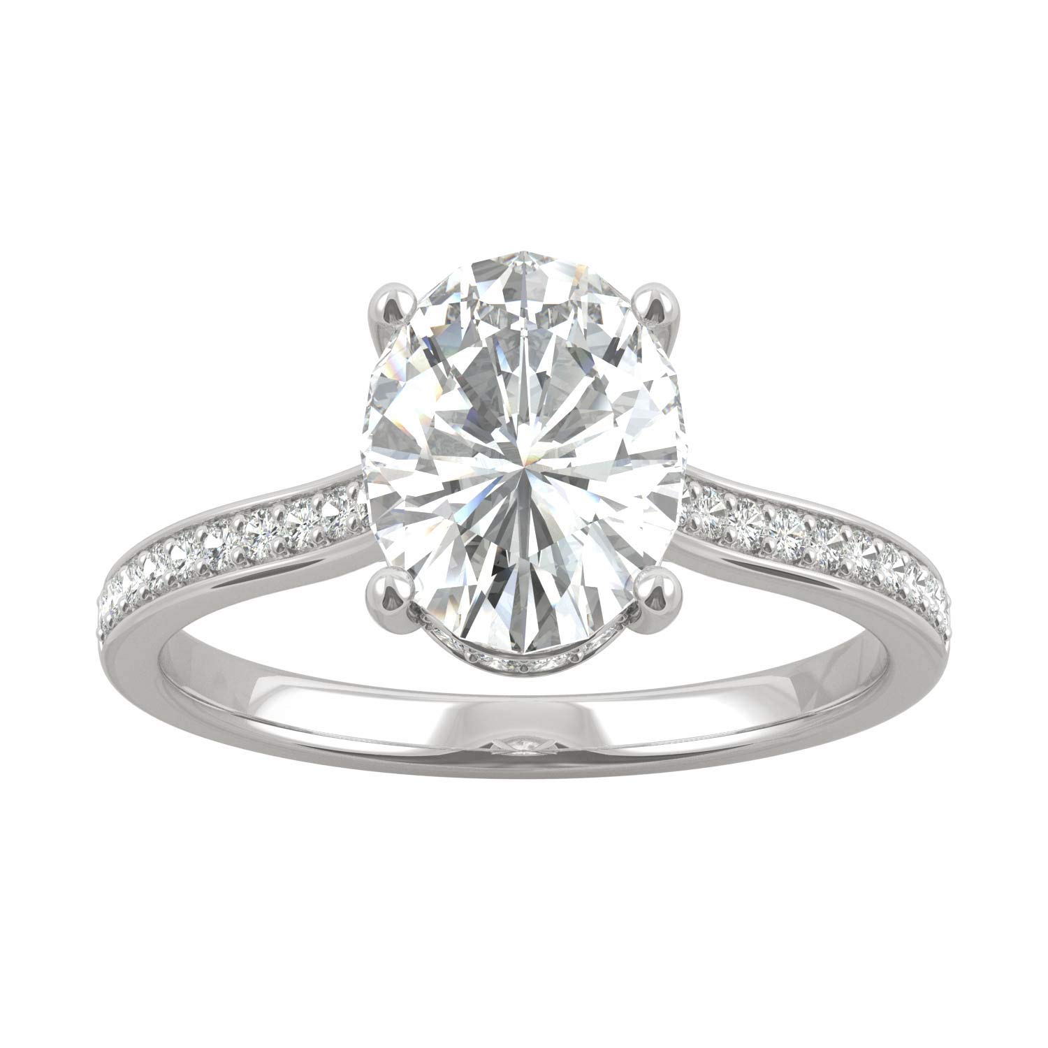 14K White Gold Moissanite by Charles & Colvard 9x7mm Oval Engagement Ring-size 7 2.37cttw DEW