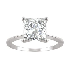 14K White Gold Moissanite by Charles & Colvard 7mm Princess Cut Engagement Ring-size 5 1.92ct DEW