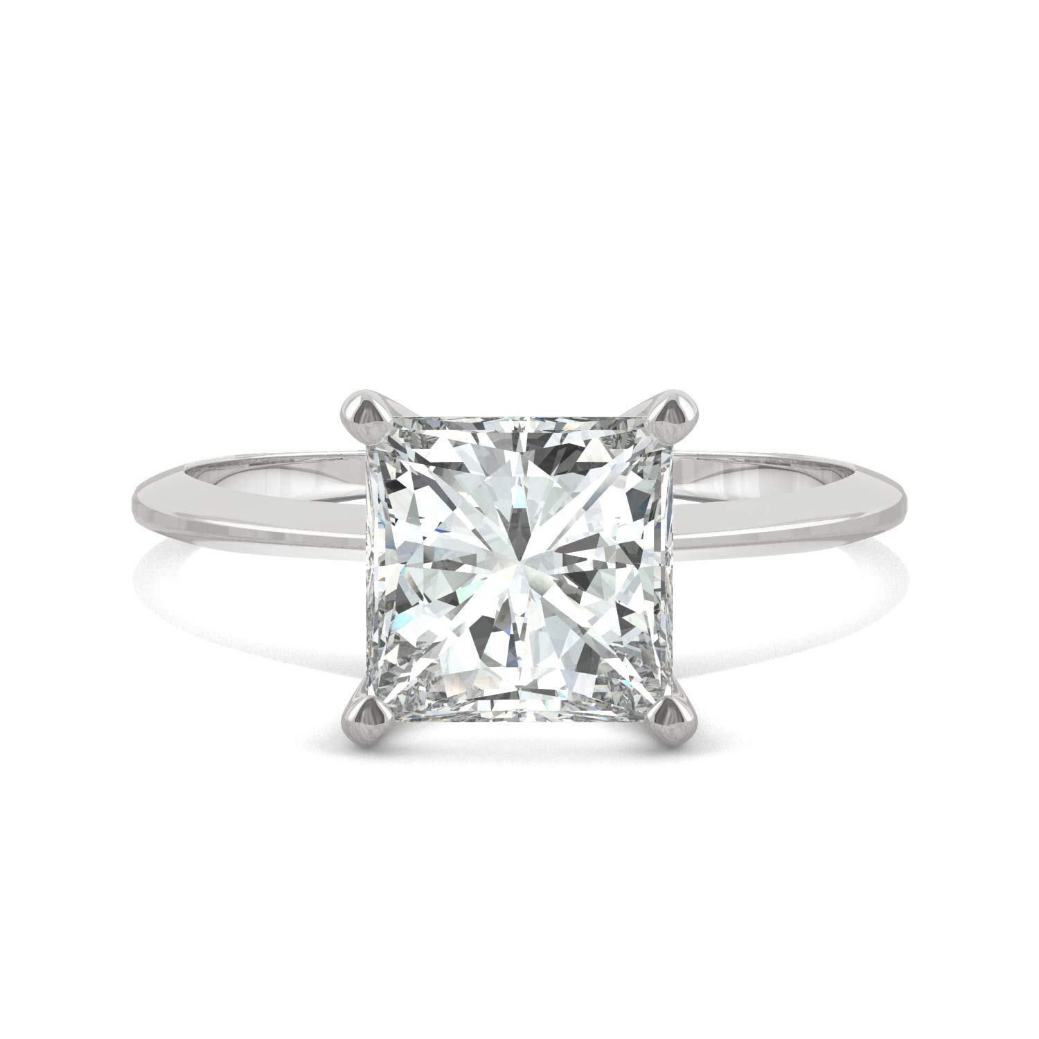 14K White Gold Moissanite by Charles & Colvard 7mm Princess Cut Engagement Ring-size 5 1.92ct DEW