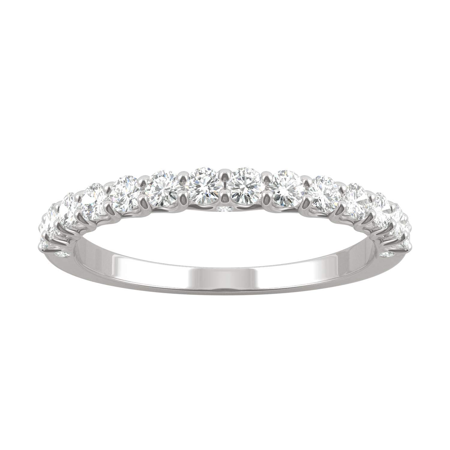 14K White Gold 2mm Round Moissanite Trellis Wedding Band-size 7 0.45cttw DEW by Charles & Colvard