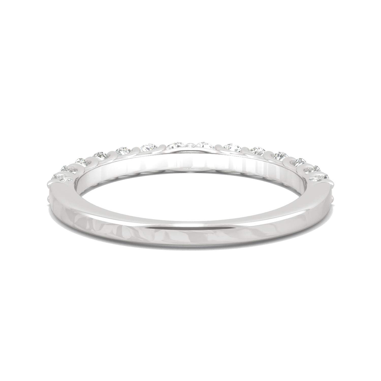 14K White Gold 2mm Round Moissanite Trellis Wedding Band-size 7 0.45cttw DEW by Charles & Colvard