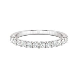 14K White Gold 2mm Round Moissanite Trellis Wedding Band-size 7 0.45cttw DEW by Charles & Colvard