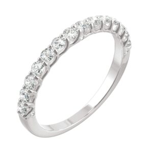 14K White Gold 2mm Round Moissanite Trellis Wedding Band-size 7 0.45cttw DEW by Charles & Colvard