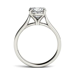 Charles & Colvard Created Moissanite 7.5mm Cushion Cut Solitaire Engagement Ring for Women | 2 cttw DEW | Lab Grown | Solid 14K White Gold with Rhodium | Size 7