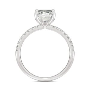 14K White Gold Moissanite by Charles & Colvard 9x7mm Emerald Engagement Ring-size 5 2.76cttw DEW