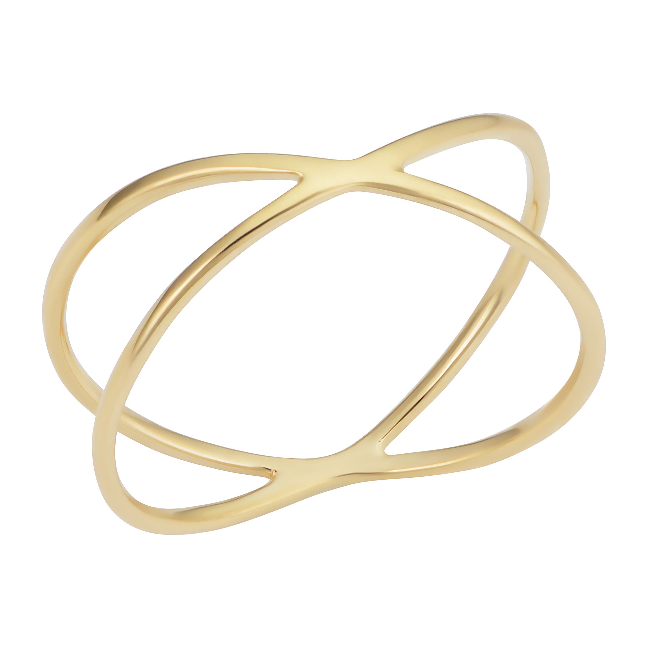 KoolJewelry 14k Yellow Gold Minimalist Criss Cross X Knuckle Ring, Size 9