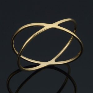 KoolJewelry 14k Yellow Gold Minimalist Criss Cross X Knuckle Ring, Size 9