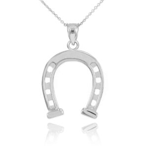 925 sterling silver good luck charm pendant horseshoe necklace (22")