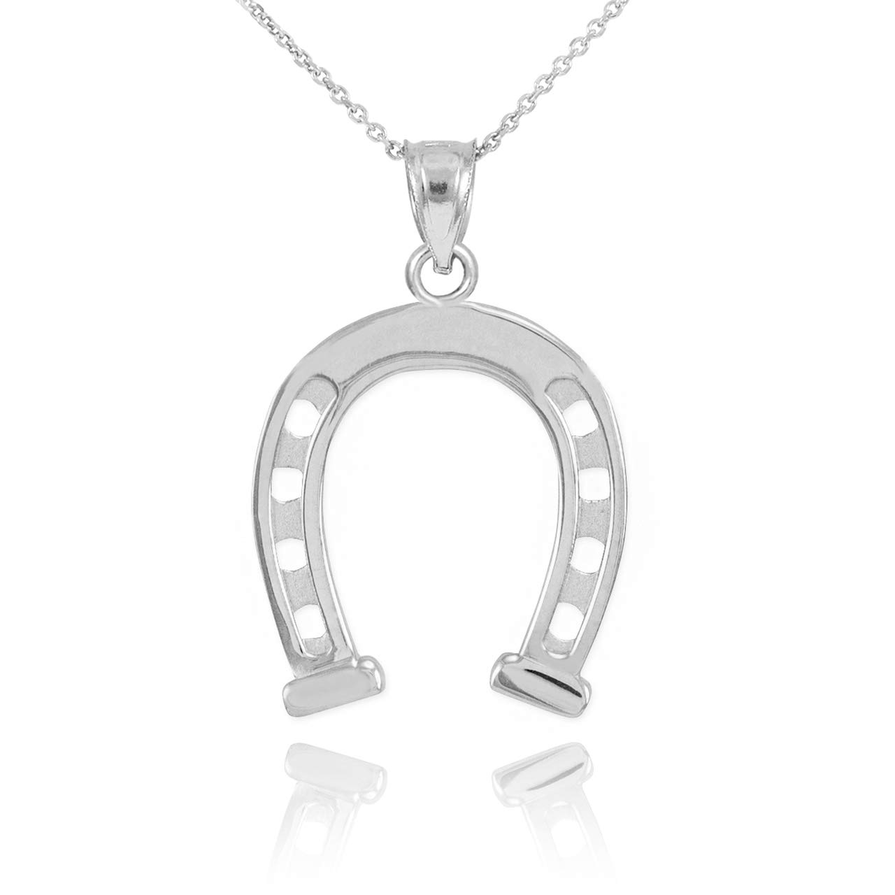 925 Sterling Silver Good Luck Charm Pendant Horseshoe Necklace (22")