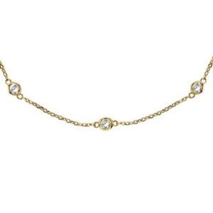 The Diamond Deal 14kt Yellow Gold Womens Round 1.00CT Diamond By the Yard Necklace (16 inches Long Necklace and 1mm Thick)