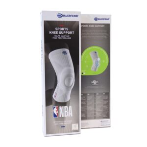 BAUERFEIND Knee Bandage Sports Knee Support NBA Unisex in White, 1 Sports Knee Support for Basketball, Wearable on Right and Left Knee, Knee Brace