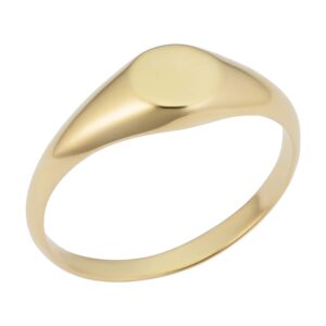 kooljewelry 14k yellow gold 7mm round signet ring for men and women, size 6