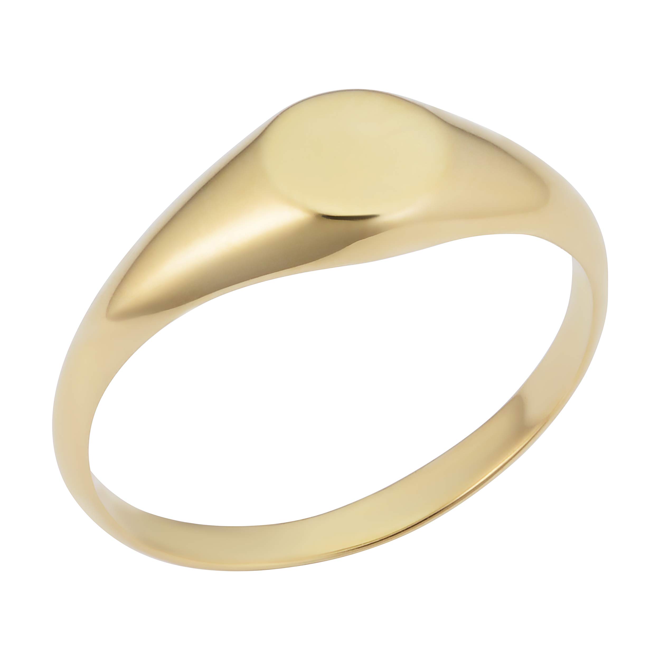 KoolJewelry 14k Yellow Gold 7mm Round Signet Ring for Men And Women, Size 6