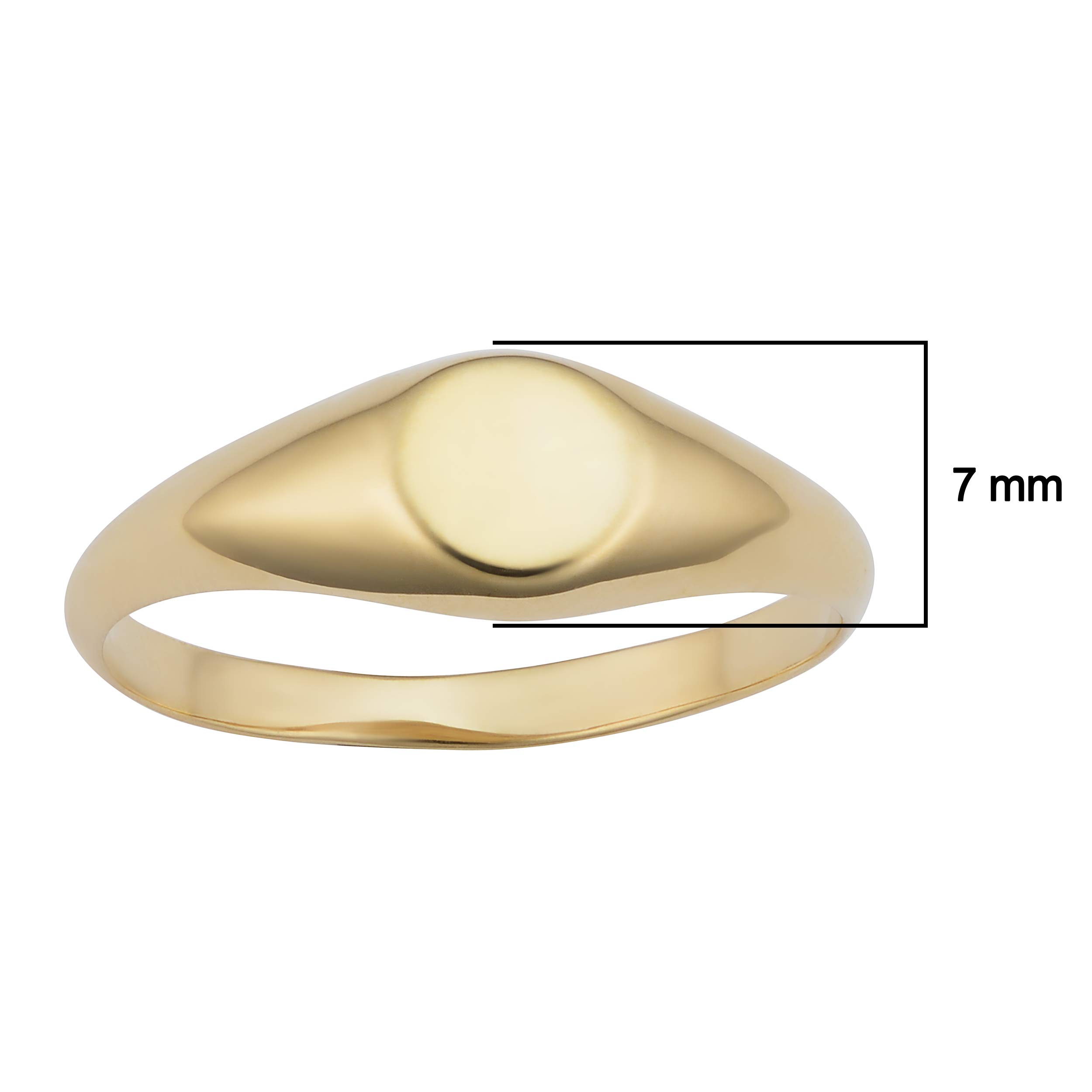 KoolJewelry 14k Yellow Gold 7mm Round Signet Ring for Men And Women, Size 6