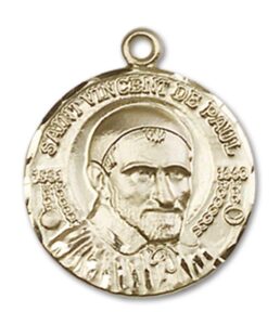 jewels obsession st. vincent de paul medal | 14k gold st. vincent de paul medal - made in usa