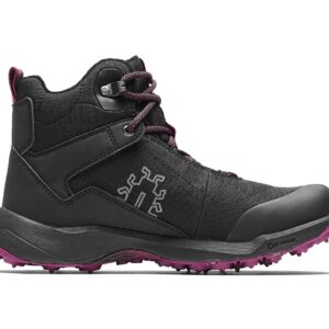 Icebug Womens Pace3 BUGrip GTX Hiking Boot with Carbide Studded Traction Sole, Black/DarkHibiscus, 6