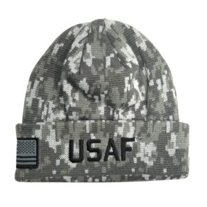 icon sports u.s. air force beanie – military usaf camo camouflage embroidered flag patch cuff knit hats cap watch men women one size