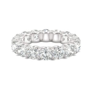 Charles & Colvard Created Moissanite 4.5mm Round Cut Eternity Band for Women | 5.28 cttw DEW | Lab Grown | Solid 14K White Gold with Rhodium | Size 8