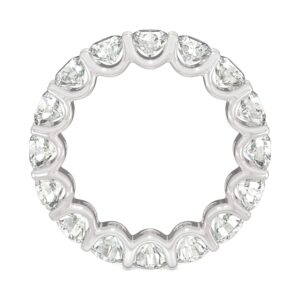 Charles & Colvard Created Moissanite 4.5mm Round Cut Eternity Band for Women | 5.28 cttw DEW | Lab Grown | Solid 14K White Gold with Rhodium | Size 8