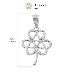 Elegant 925 Sterling Silver Celtic Triquetra Symbol On Shamrock Clover Pendant