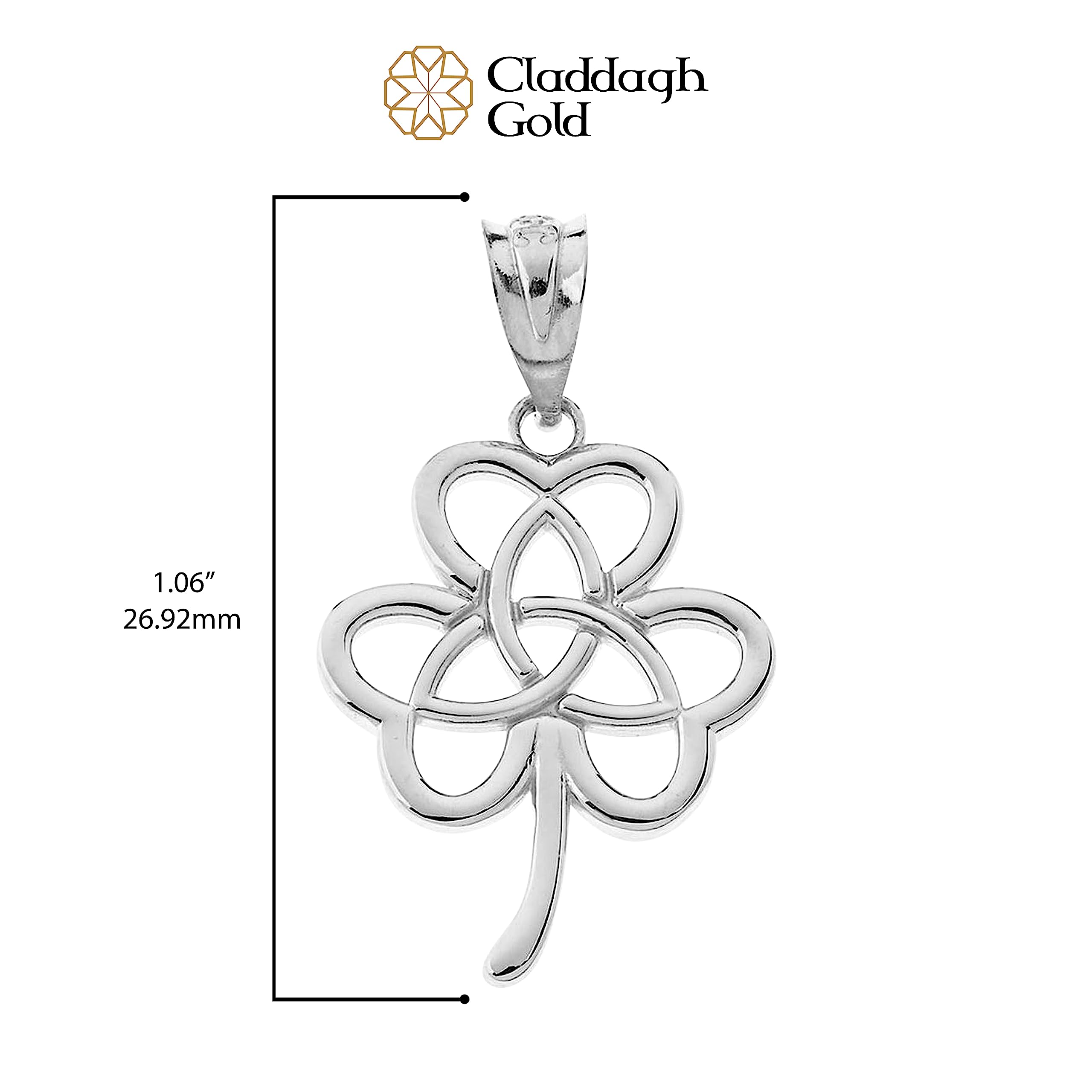 Elegant 925 Sterling Silver Celtic Triquetra Symbol On Shamrock Clover Pendant