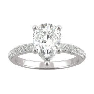 14k white gold moissanite by charles & colvard 10x7mm pear engagement ring-size 8 2.45cttw dew