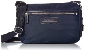 calvin klein sussex nylon top zip crossbody, navy