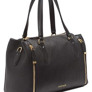 Calvin Klein Reyna Novelty Satchel, Black/Gold, One Size