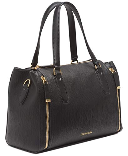 Calvin Klein Reyna Novelty Satchel, Black/Gold, One Size