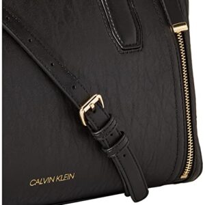 Calvin Klein Reyna Novelty Satchel, Black/Gold, One Size