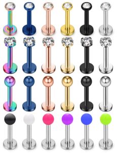 ruifan 16g stainless steel labret monroe lip ring tragus nail helix earring stud rings piercing jewelry 6mm 24pcs