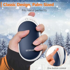 BESKAR Rechargeable Hand Warmer, 5200mAh Electric Handwarmers with Long Lasting Heating, Quick Charge and 3 Levels, Portable Pocket Hand Warmer & Power Bank for Outdoors, Camping, Golf, Raynauds